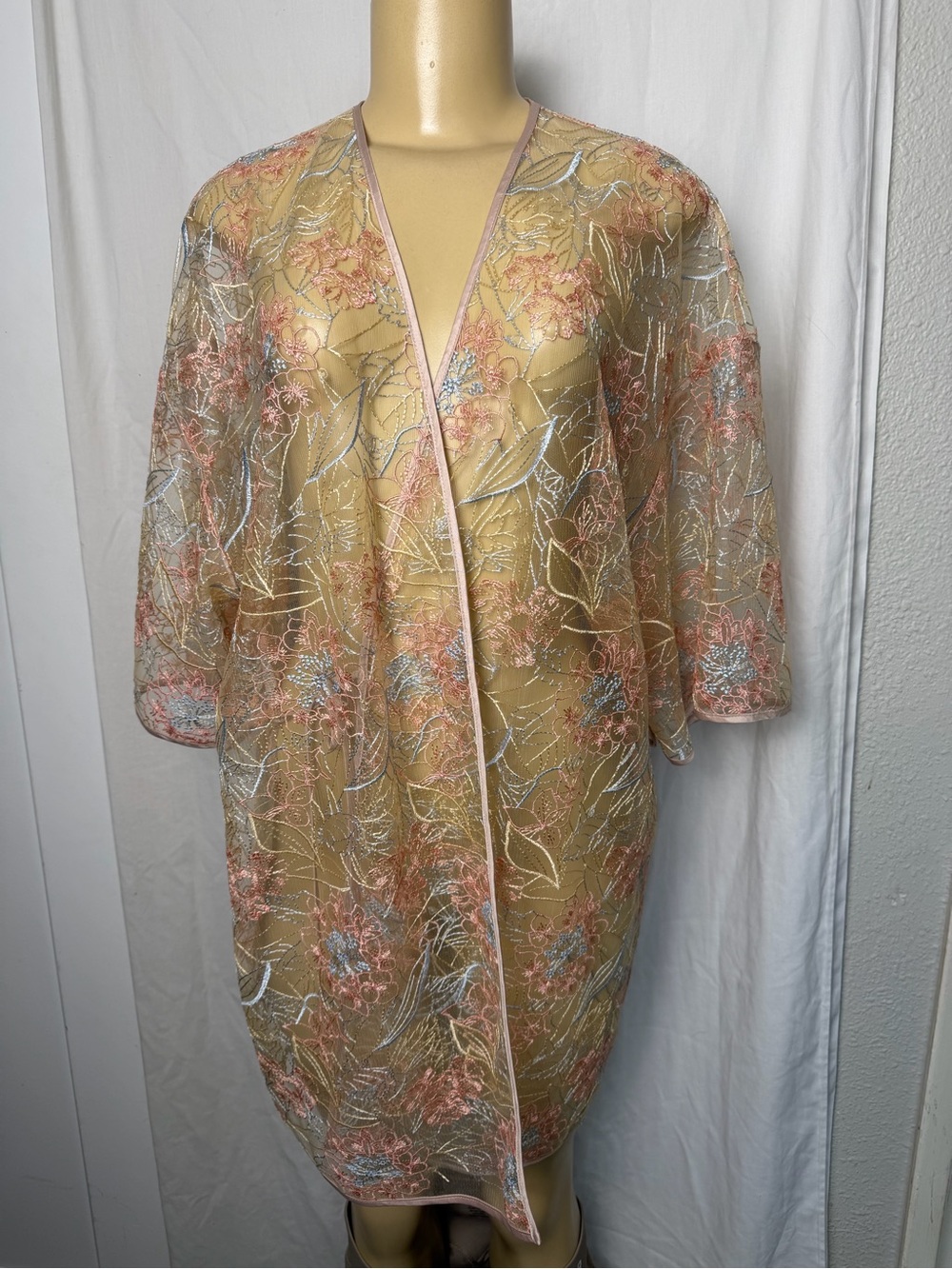 Rya Collection Sheer Floral Lace Robe Sz small